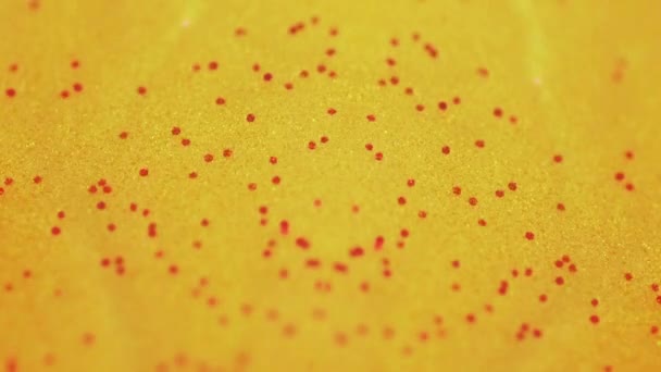 Schimmernde Textur Glitzernde Flüssigkeitswelle Verwischen Gelb Rot Farbe Glänzend Transparent — Stockvideo