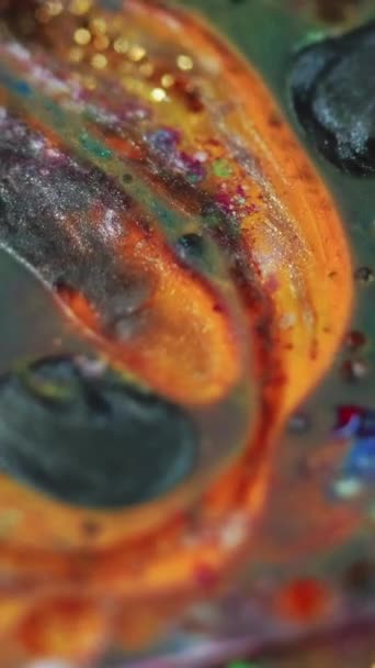 Вертикальне Відео Абстрактний Фон Дизайн Блискучої Олії Фантастичний Блискучий Мікс — стокове відео