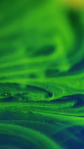 Textura Humo Neón Pinta Flujo Agua Desenfoque Vívido Verde Azul — Vídeos de Stock