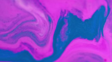 Soyut arkaplan. Akrilik karışımı. Akışkan dalgalar. Bulanık, mavi, parıldayan parçacıklar. Renk emülsiyonu yayılmış boya. Fantezi sanat eseri..