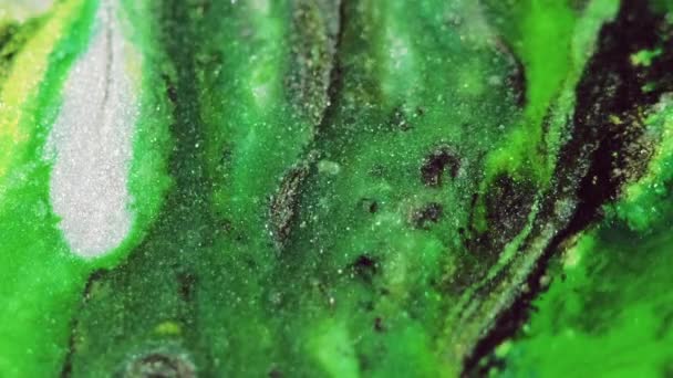 Μείγμα Μπογιάς Μαρμάρινη Υφή Defocused Πράσινο Μαύρο Λευκό Χρώμα Αφρώδη — Αρχείο Βίντεο