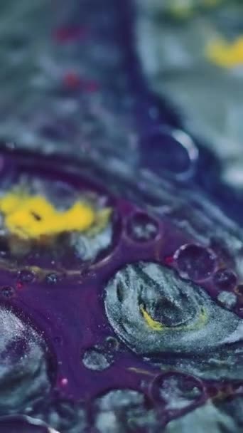 Vertical Video Abstract Background Paint Mix Bubbles Sparkling Fluid Art — Video Stock