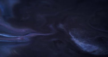 Soyut dalga. Boya akışı. Odaklanmamış koyu mavi renkli sıvı akrilik simli doku emülsiyon sızıntısı hareketli sanat arka planı.