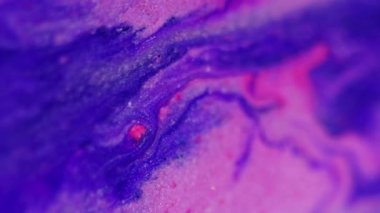 Islak sim karışımı. Boya karışımı. Parlak, parlak, mavi, ışıl ışıl parçacıklar, sıvı desen, mürekkep, soyut sanat arkaplanı..