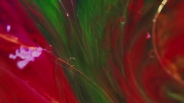 Yağlı boya balonları. Pırıltılı sis. Bulanık kırmızı altın rengi şeffaf jel sıvısı yüzen dalga soyut sanat arka planı.