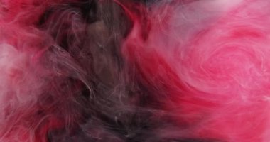 Toz hareketi. Köpüklü buhar. Pembe kırmızı kara sis sinekleri mürekkep karışımı soyut buhar parlak sihirli hipnotik sis su bulutu sanat arkaplanı.