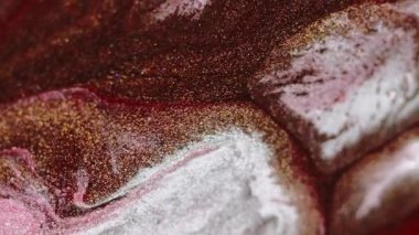 Soyut arkaplan. Parlak pigment. Parlak karışım. Pembe kahverengi beyaz boya ıslak, pürüzsüz madde tasarımı hipnotik sanata yayılıyor..