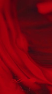 Dikey video. Boya suyu sıçraması. Renk sisi. Bulanık kırmızı duman dokusu yağ lekesi koyu siyah soyut sanat arka planında yüzen mürekkep akışı hareketi.