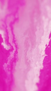 Dikey video. Mürekkep döküldü. Boya karışımı. Glamor Şelalesi. Odaklanmamış parlak pembe renkli akrilik sıvı karışımı. Hipnotik hareket sanatı akışı. Soyut arka plan..