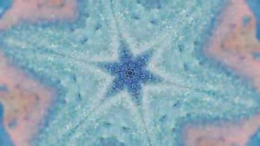 Kış mandala 'sı. Sihirli boya deseni. Odaklanmamış neon rengi parlayan sıvı sıçrama ışıl ışıl kar tanesi simetrik süsleme soyut sanat arkaplanı.