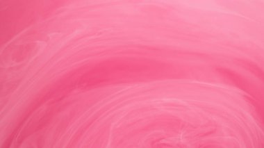 Parıldayan boya. Pürüzsüz sis. Soyut sanat arka planında hareket eden parlak pembe beyaz bulutlu buhar buharı..