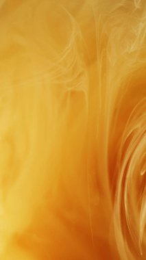 Işıldayan dalga. Sis dokusu. Parlak sarı turuncu bulut mürekkep tozu sihirli buhar soyut sanat arka planında hareket ediyor..