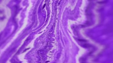 Mürekkep dalgası. Akrilik mermer. Odaklanmamış mor beyaz renk parıldayan doku salınım sıvısı karışımı akım dalgası hareketini soyut sanat arka planı.