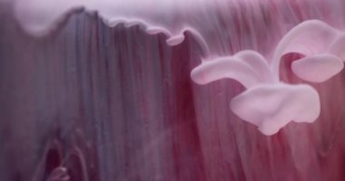 Bulanık su dalgaları. Boya mürekkebi karışımı. Odaklanmamış beyaz renk parlaklık sıvısı soyut sanat arka planına sıvı duman dokusu dalgası bırakıyor.