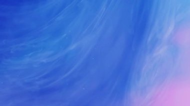 Parlayan duman. Sihirli duman. Odaklanmamış parlak mavi sıçrama boya mürekkep deseni sis bulutu renk buharı soyut sanat arka planında hareket ediyor.
