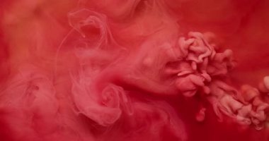 Puslu bir arkaplan. Soyut boya. Yaratıcı sanatta yüzen akrilik su karışımında çözünmüş pembe kırmızı bulut buharı..