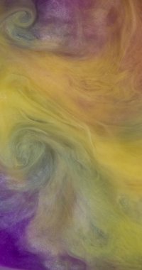 Dönen mürekkep. Su altı patlaması. Bulanık, mavi, sarı, renkli, parlak, parlak doku soyut arkaplanda yayılıyor..