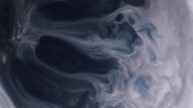 Boya sıçraması. Mürekkep lekesi. Mor beyaz mermer akış patlaması soyut arkaplan sıvısı yüzeyi. Odaklanmamış siyah pigment noktası.