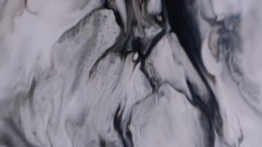 Akrilik yayılır. Mürekkep döküldü. Odaklanmamış mor mavi pigment toz parçacıkları emülsiyon karışımı. Mermer girdap akışı soyut arkaplan.