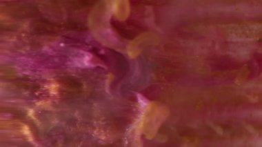 Parlayan ışığı boya. Bulanık duman karışımı. Odaklanmamış mor bronz parlayan sıvı damlalar soyut sanat arka planında sıvı buhar dokusu dalgası.