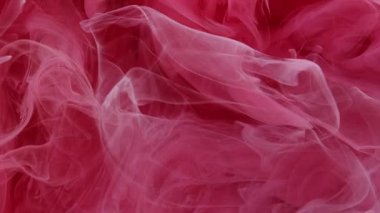 Sis akışı. Su damlasını boya. Odaklanmamış pembe renk buhar bulutu sıçrayan girdap yayılıyor hareket soyut sanat arkaplanı ortaya çıkıyor.