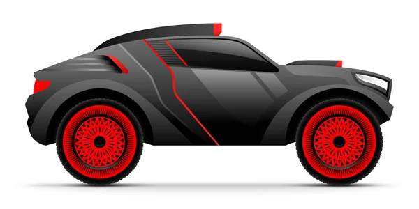 Coche Deportivo Rally Extremo Colores Negro Rojo Aislado Sobre Fondo — Vector de stock