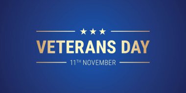 Gaziler Günü 'nün mavi tebrik kartı vektör tasarımı anıtsal altın metin ile.