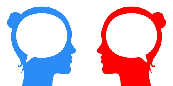 Γυναίκες Επικοινωνούν Πρόσωπο Πρόσωπο Διαφορετικές Ίδιες Απόψεις Απόψεις Έννοια Διανυσματική — Διανυσματικό Αρχείο