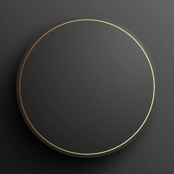 Černý Prémiově Vypadající Kruh Tvar Pozadí Zlatým Obrysem Abstraktní Přepychový — Stockový vektor