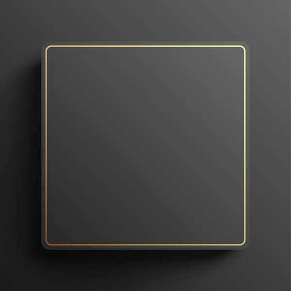 Exkluzivně Vypadající Černý Čtvercový Tvar Pozadí Zlatým Obrysem Abstraktní Elegantní — Stockový vektor