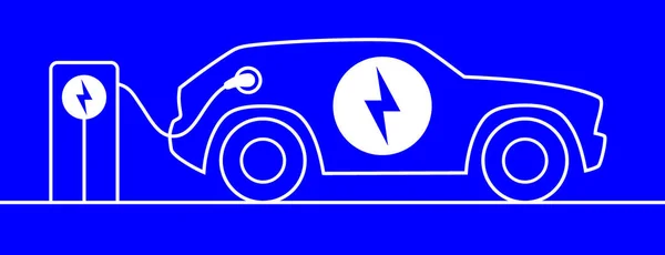 Электрический Внедорожник Зарядки Станции Набросок Векторной Иллюстрации Автомобиль Hyundai Иконкой — стоковый вектор