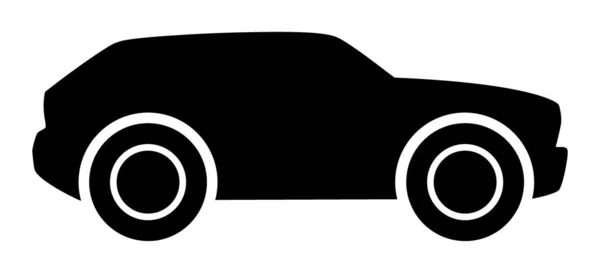 Suv轿车黑色矢量轮廓图标 隔离在白色背景 — 图库矢量图片