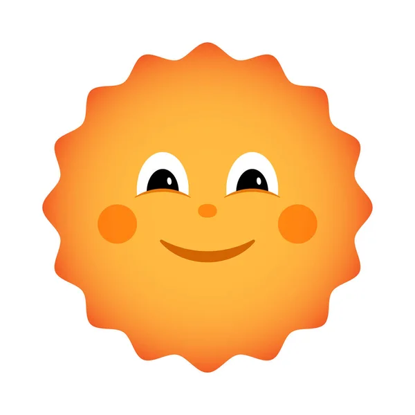 Happy Slunce Kreslený Znak Ikona Izolované Bílém Pozadí — Stockový vektor
