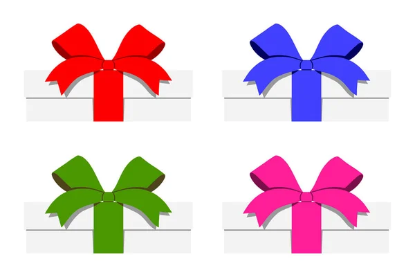 Set Von Kleinen Vektor Geschenkboxen Mit Verschiedenen Farbbändern Flache Vektor — Stockvektor