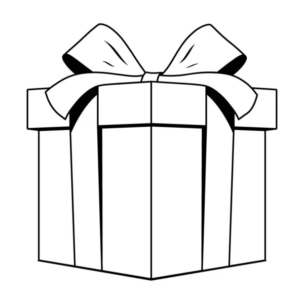 Geschenkbox Umriss Illustration Isoliert Auf Weißem Hintergrund Geschenk Box Vektor — Stockvektor