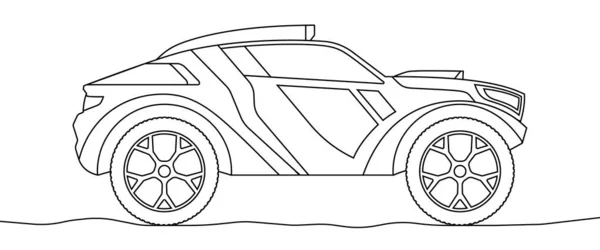 バギーラリースポーツカー着色本のページ オフロード車の概要ベクトル図 — ストックベクタ