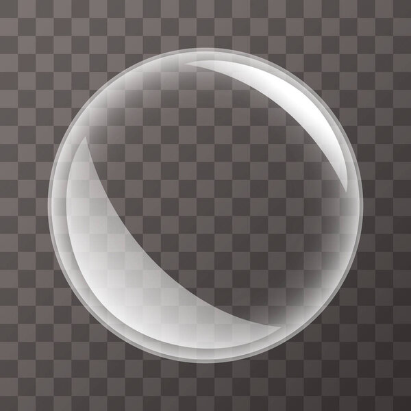 Water or soap bubble isolated on transparent background. Air bubble vector illustration.