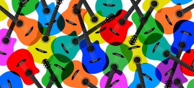 Colorful guitars modern style musical vector background.
