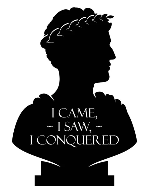 Сломанная Статуя Цезаря Came Saw Conquered Phrase Иллюстрация Вектора Силуэта — стоковый вектор