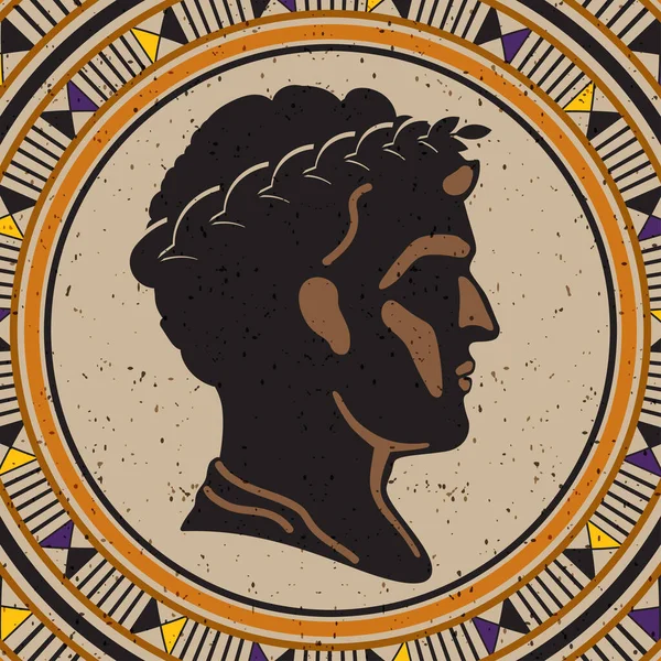 Портрет Цезаря Лавровым Покрытием Старинная Мозаичная Красочная Фреска Векторная Иллюстрация — стоковый вектор