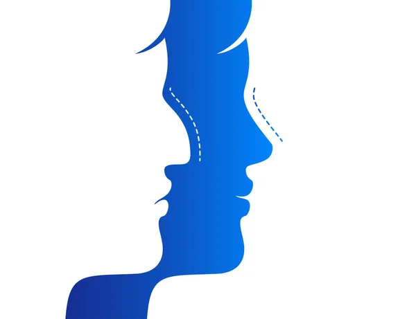 Mujer Con Nariz Torcida Recta Diferentes Emociones Efecto Rinoplastia Nasal — Vector de stock
