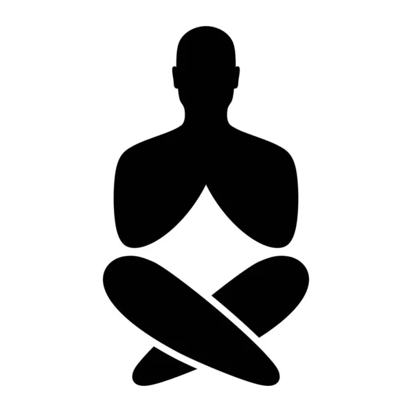 瑜珈男子在禅的姿态 黑色轮廓 简约的矢量标志 — 图库矢量图片