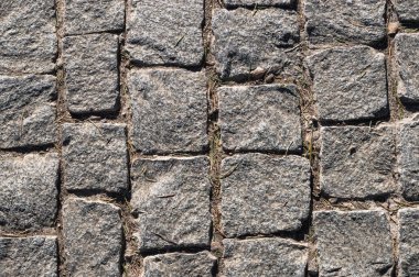 Gri renkli kaldırım taşı dokusu yakın çekim, yukarıdan görüntü.