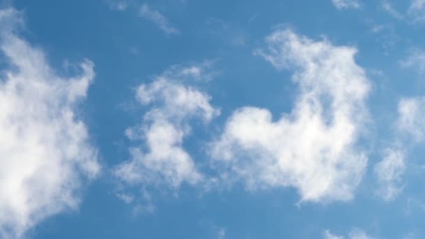 Fluffy Witte Wolken Drijven Lui Een Levendige Blauwe Lucht — Stockvideo