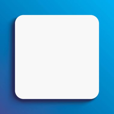 Yuvarlak köşeli beyaz bir tahta mavi bir arka planda oturur. Yazmak ya da çizmek için boş alanı olan boş beyaz tahta, vektör illüstrasyonu.