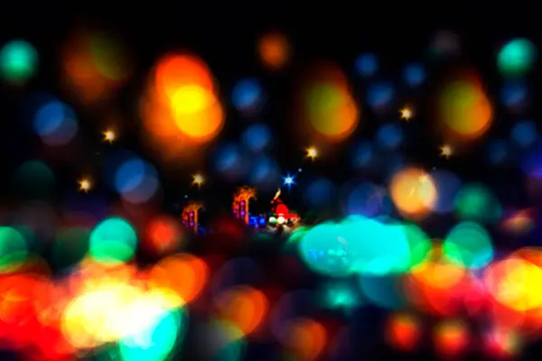 Soyut bulanık arkaplan ve Nation Park şehri Chiang Mai Tayland 'da ampul ve ışıklarla bokeh.