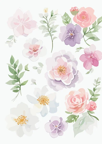 Muster Design Stoff Kunst Der Blume Pastell Farbton Kunst Aquarell — Stockvektor