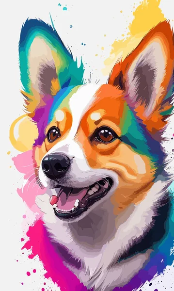 stock vector colorful rainbow realistic corgi