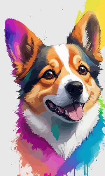 stock vector colorful rainbow realistic corgi