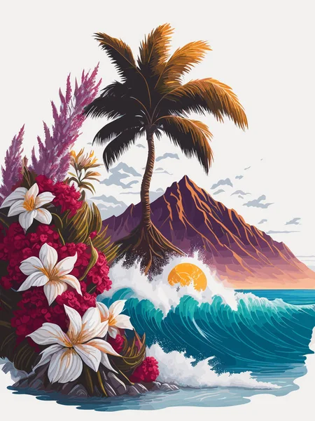 Artwork Majestic Palm Tree Digital Paint — Stock Vector
